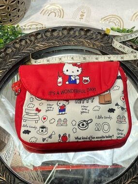 Hello Kitty Red and White Printed Cosmetic Pouch